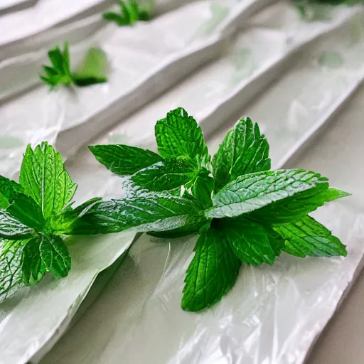 Prompt: spearmint flavored bleachers, with spearmint leaves draped over top of them