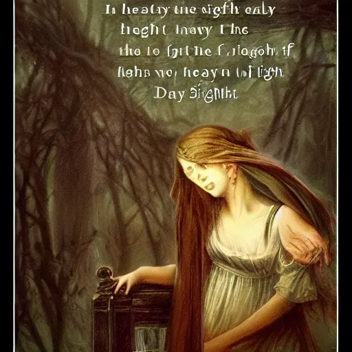 Prompt: when in dead night thy fair imperfect shade through heavy sleep on sightless eyes doth stay. all days are nights to see till i see thee, and nights bright days when dreams do show thee me.