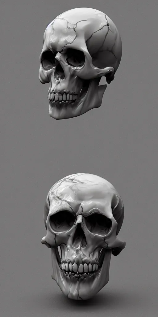 Prompt: melting skull, marble statue, highly detailed, 4 k