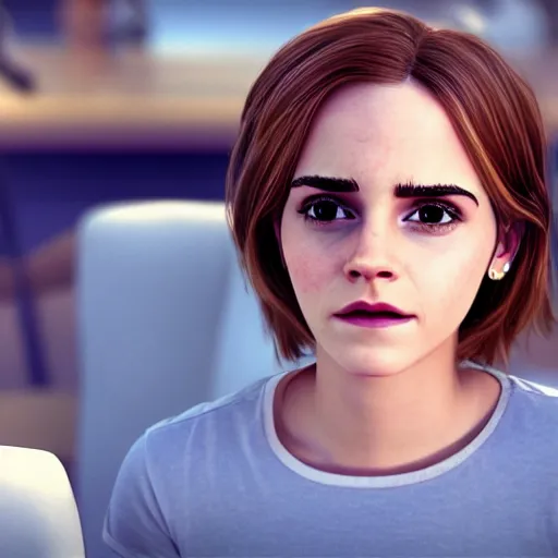 Image similar to emma watson as a pixar character, 8 k, pixar render