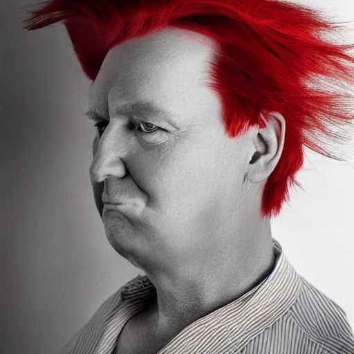 Image similar to donald trump!!!!! portrait red hair!!!!!!! studio photograph