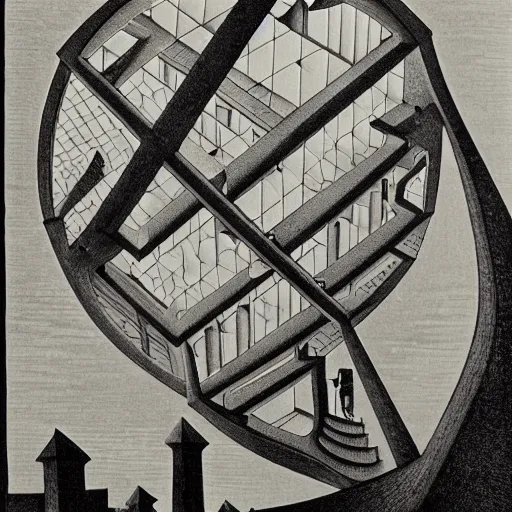 Prompt: a morning world by m. c. escher