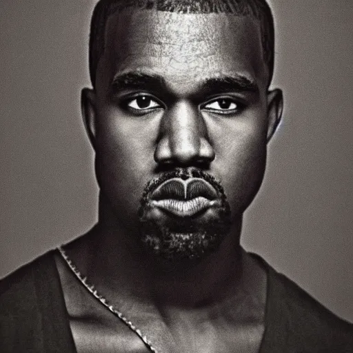 Image similar to the face of young kanye west at 1 8 years old, portrait by julia cameron, chiaroscuro lighting, shallow depth of field, 8 0 mm, f 1. 8