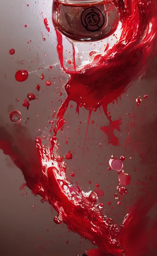 Image similar to a beautiful painting illustration of a health potion with red liquid inside vial, scratched surface, bubbles, crimson, by greg rutkowski, featured on artstation, rpg item