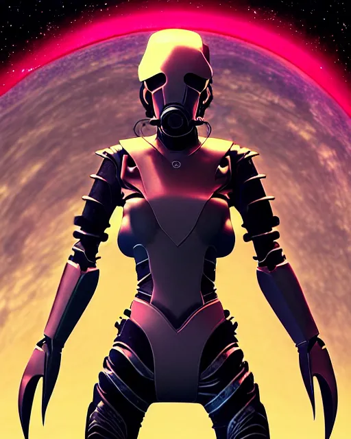Image similar to a fed up cyber astro woman in a dynamic pose like from skyrim and elden ring and grand theft auto and overwatch, character portrait, portrait, close up, concept art, intricate details, extremely detailed, realistic vintage scifi poster, beautiful figure, style of chris foss, rodger dean, moebius, michael whelan, lumi, and gustave dore, deep color, flash