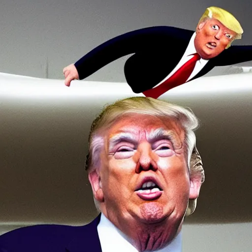 Image similar to donald trump flying in the air