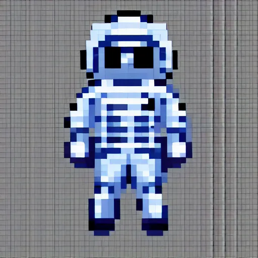 Prompt: a person in a silver and navy astronaut suit based upon medieval armor laser welding the stars into the sky, 64-bit pixel art, details galore, extremely realistic, high octane, 10K