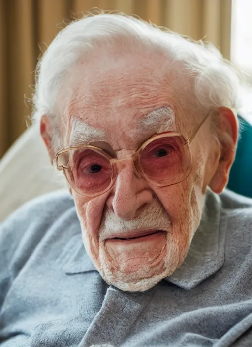 Image similar to DSLR photo portrait still of 93 year old age 93 Stanley Kubrick at age 93!!!, 85mm f1.8