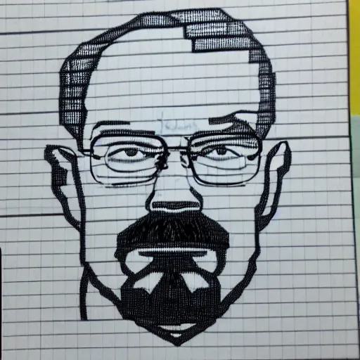 Prompt: walter white, made with sticky notes