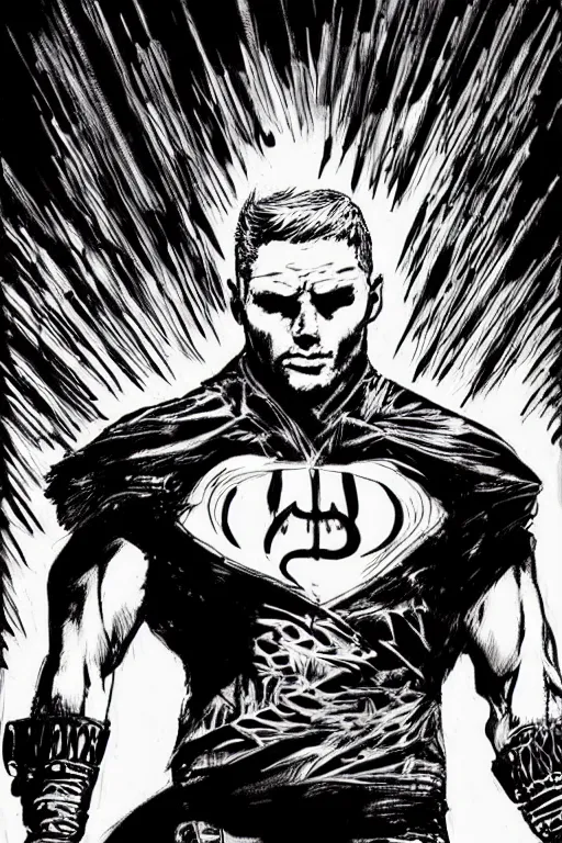Image similar to A full body portrait of Jensen Ackles as a new antihero character with an angry face art by Marc Silvestri and Jim Lee, trending on artstation, detailed, ominous, mysterious