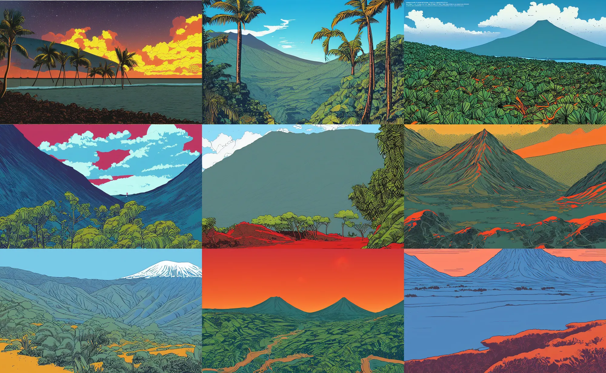 Prompt: a beautiful landscape of reunion island painting by laurie greasley, by kenton nelson, trending on artstation