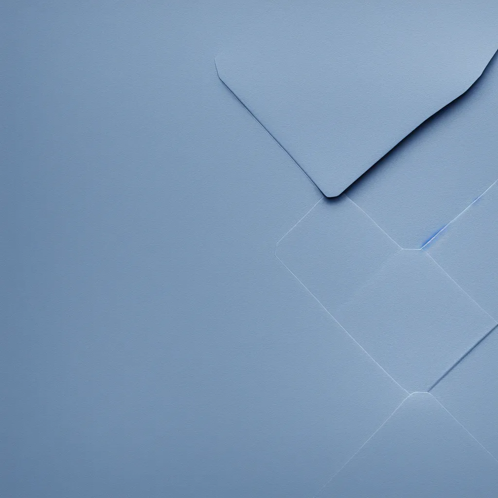 Image similar to top-down view of an envelope on top of a blue surface, 8k, high detail, photorealistic, proper shading