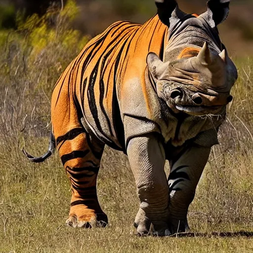 Image similar to half rhino, half tiger