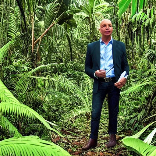 Prompt: Jezz Bezos lost in the Amazon Rainforest