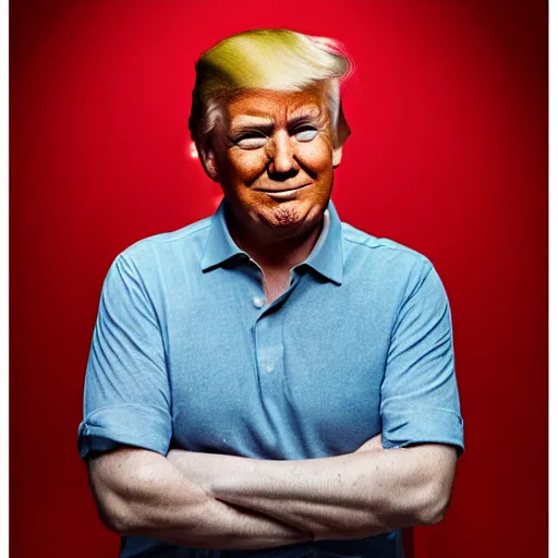 Prompt: donald trump!!!!! portrait red hair!!!!!!! studio photograph