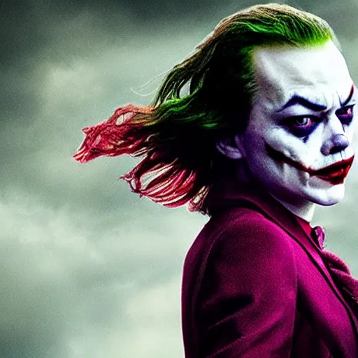 Prompt: breathtaking awe inspiring Emma Stone as The Joker 8k hdr movie poster