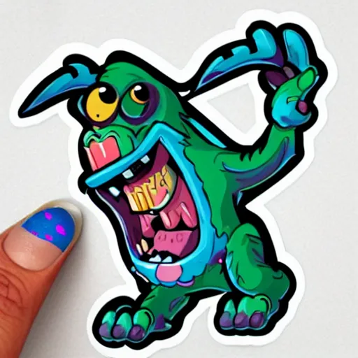 Image similar to cute monster skateboarding, sticker art, cronobreaker, beeple