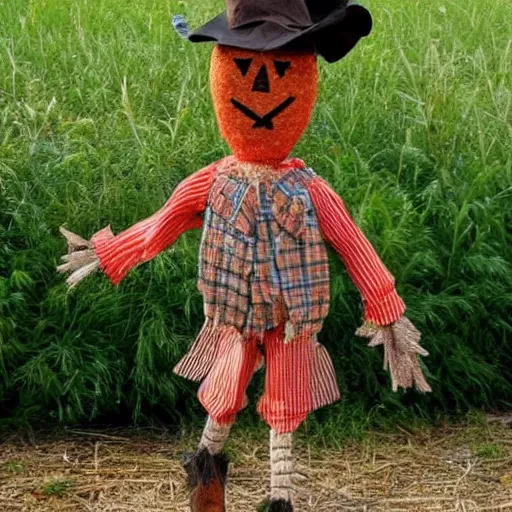 Prompt: a scarecrow doing a catwalk