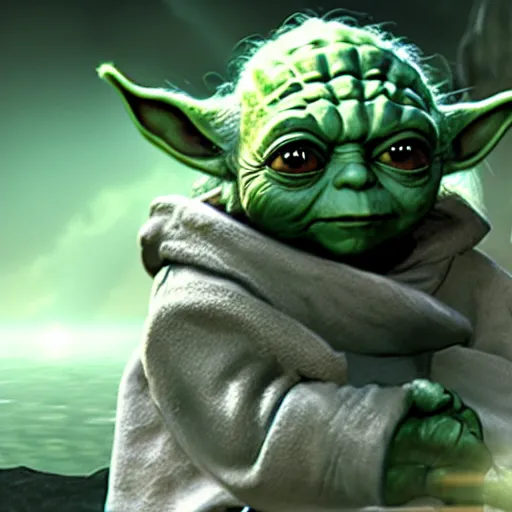 Prompt: Yoda as the Witcher 4K quality