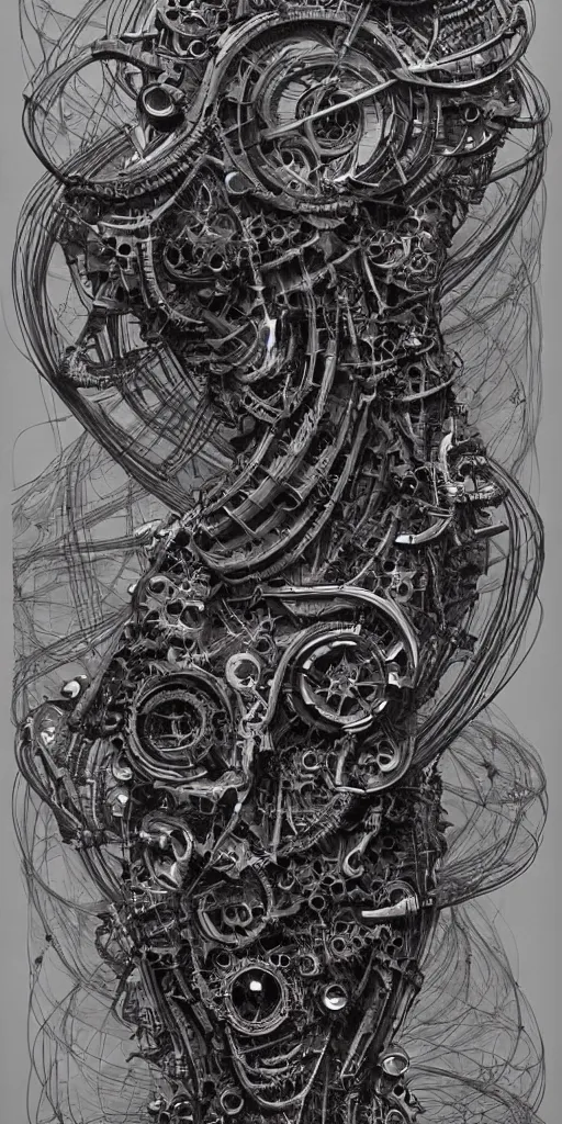 Image similar to biomechanical typography by hr giger and james jean