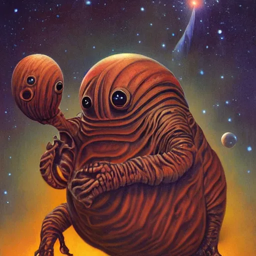 Prompt: the alien transcendent cosmic tardigrade that awaits you at the end of all of space and time, by gerald brom
