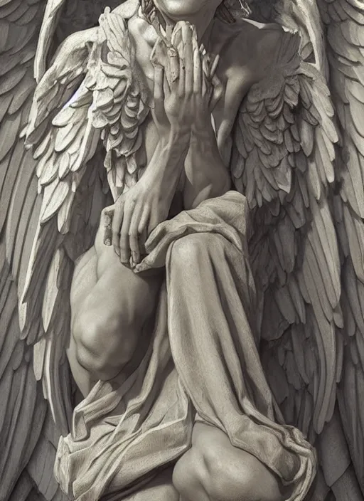 Image similar to digital _ painting _ of _ weeping angel statue _ by _ filipe _ pagliuso _ and _ justin _ gerard _ symmetric _ fantasy _ highly _ detailed _ realistic _ intricate _ port