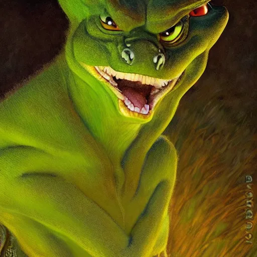 Image similar to a portrait of a male green reptile in farmer clothes at night in a dark forest. zootopia fursona furaffinity furry art detailed face painting by gaston bussiere craig mullins jc leyendecker gustav klimt artgerm greg rutkowski furry