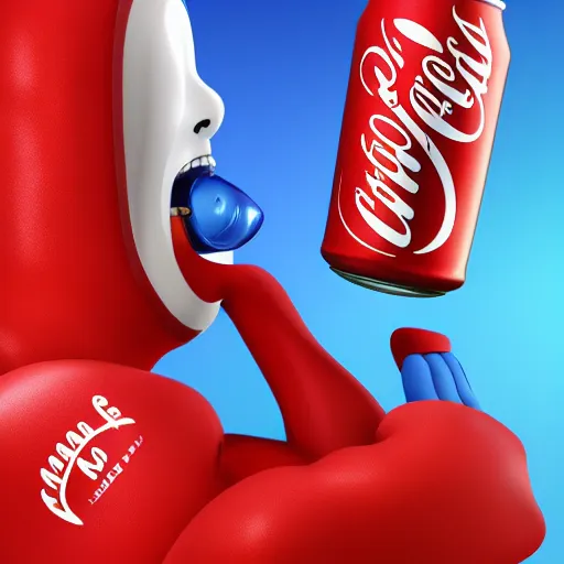Prompt: An anthropomorphic can of coca-cola talking to an anthropomorphic can of pepsi cola, digital art, artstation