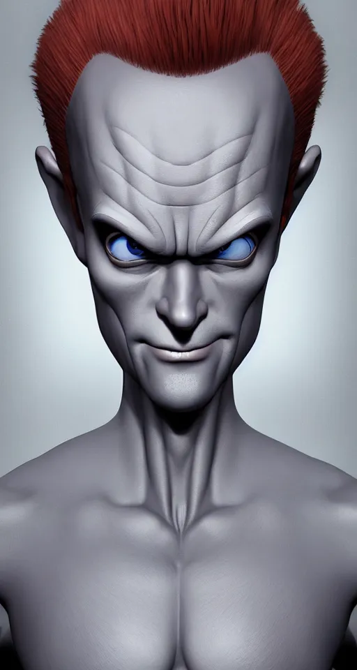 Image similar to megamind incredibly detailed photorealistic digital artwork