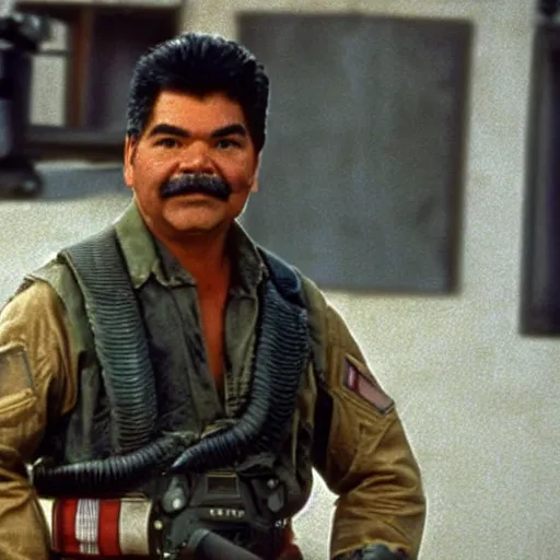 Prompt: George Lopez dressed as a Colonial Marine from Aliens (1986)