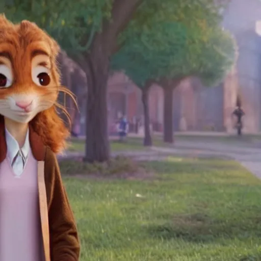 Prompt: hermione granger as a rabbit in Zootopia !