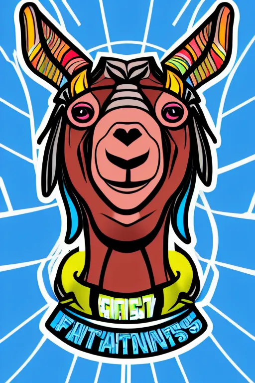 Image similar to A portrait of a goat that is a fitness trainer, sticker, colorful, illustration, highly detailed, smooth and clean vector curves, no jagged lines, vector art, smooth