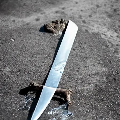 Prompt: a sword with its blade made of water