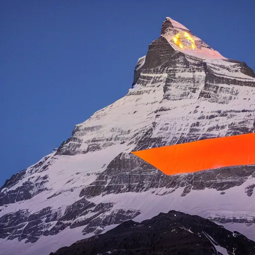 Image similar to indian flag projected illuminated on the matterhorn mountain at night