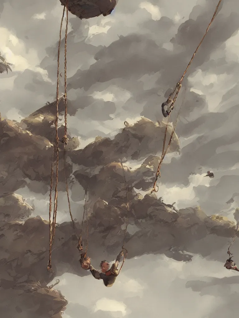 Image similar to swinging to the sky, by disney concept artists, blunt borders, rule of thirds