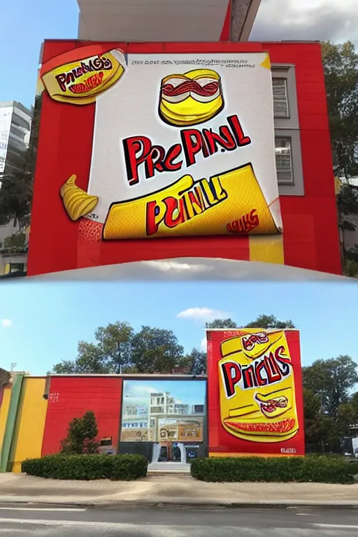 Image similar to a building made of pringles