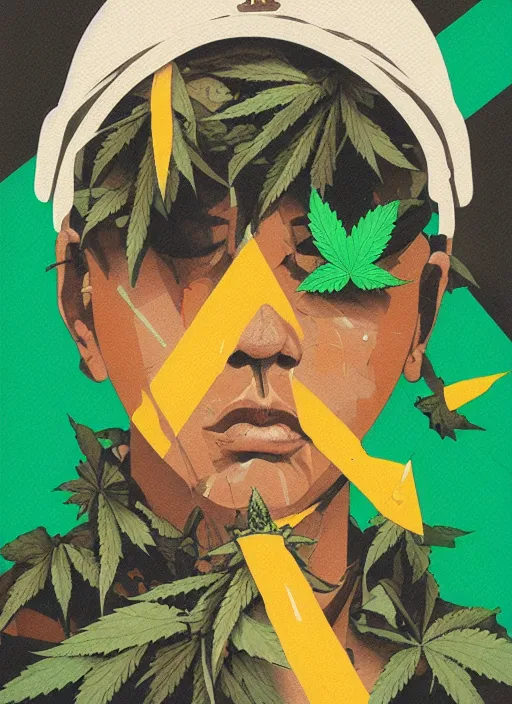 Image similar to profile picture by sachin teng x bape, marijuana, organic painting, asymmetrical, green, marijuana smoke, matte paint, hard edges, energetic