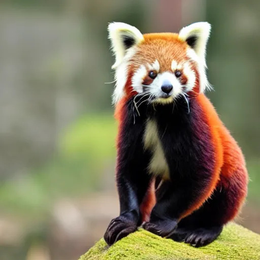 Prompt: a red panda wearing a hat