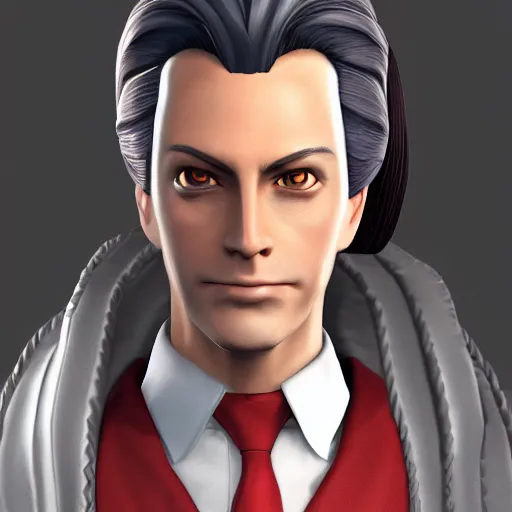 Image similar to a highly detailed portrait of miles edgeworth from ace attorney as a character from arcane, unreal engine, 3 d render