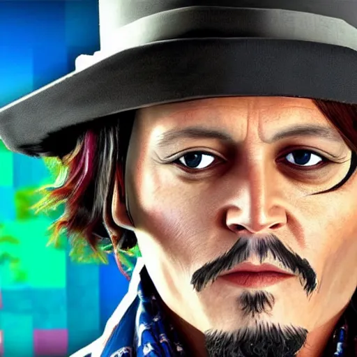 Image similar to Johnny Depp in minecraft, mojang, gameplay, pc,