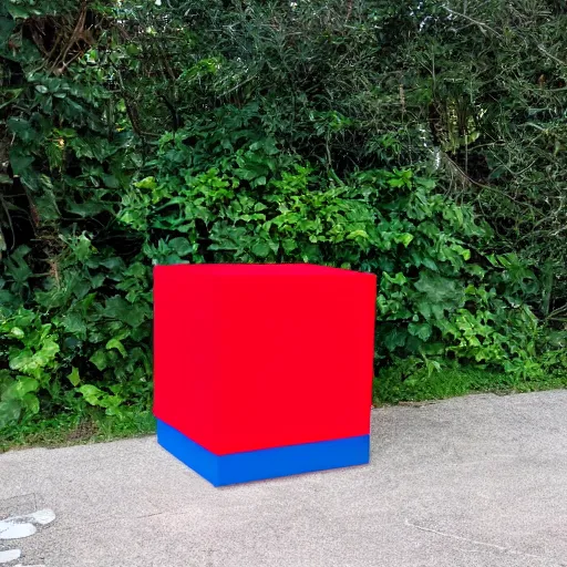 Image similar to red cube on a blue sphere