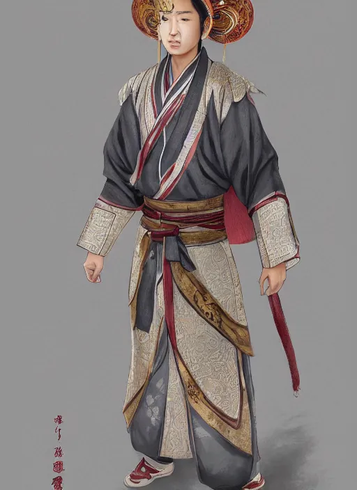 Prompt: full body portrait of a male sovereign daoshi wearing a daopao by wlop, wuxia, xianxia, the sovereign marvel, ayesha, daoshi, taoist priest, taoist master, daopao, taoist robe, realistic, anatomically accurate, fantasy illustration, artstation, wlop, 4 k.