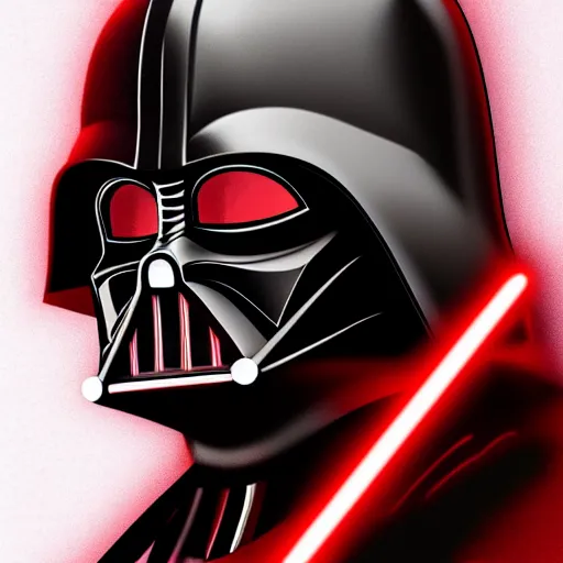 Image similar to darth vader, profile pic, red background, accurate anatomy, highly detailed, digital art, epic,