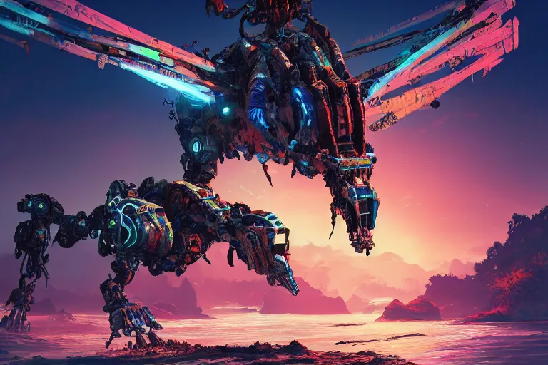 Image similar to sunwing machine mecanical creature robot of horizon forbidden west horizon zero dawn bioluminiscence global illumination ray tracing hdr fanart arstation by ian pesty and alena aenami artworks in 4 k