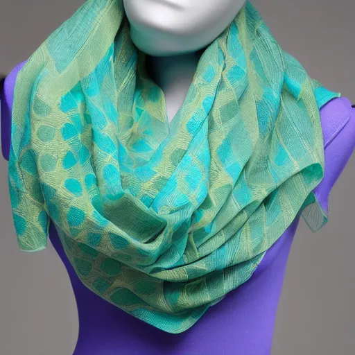 Image similar to a beautiful scarf made out of plastic straws, on a mannequin. studio lighting, high quality, high resolution