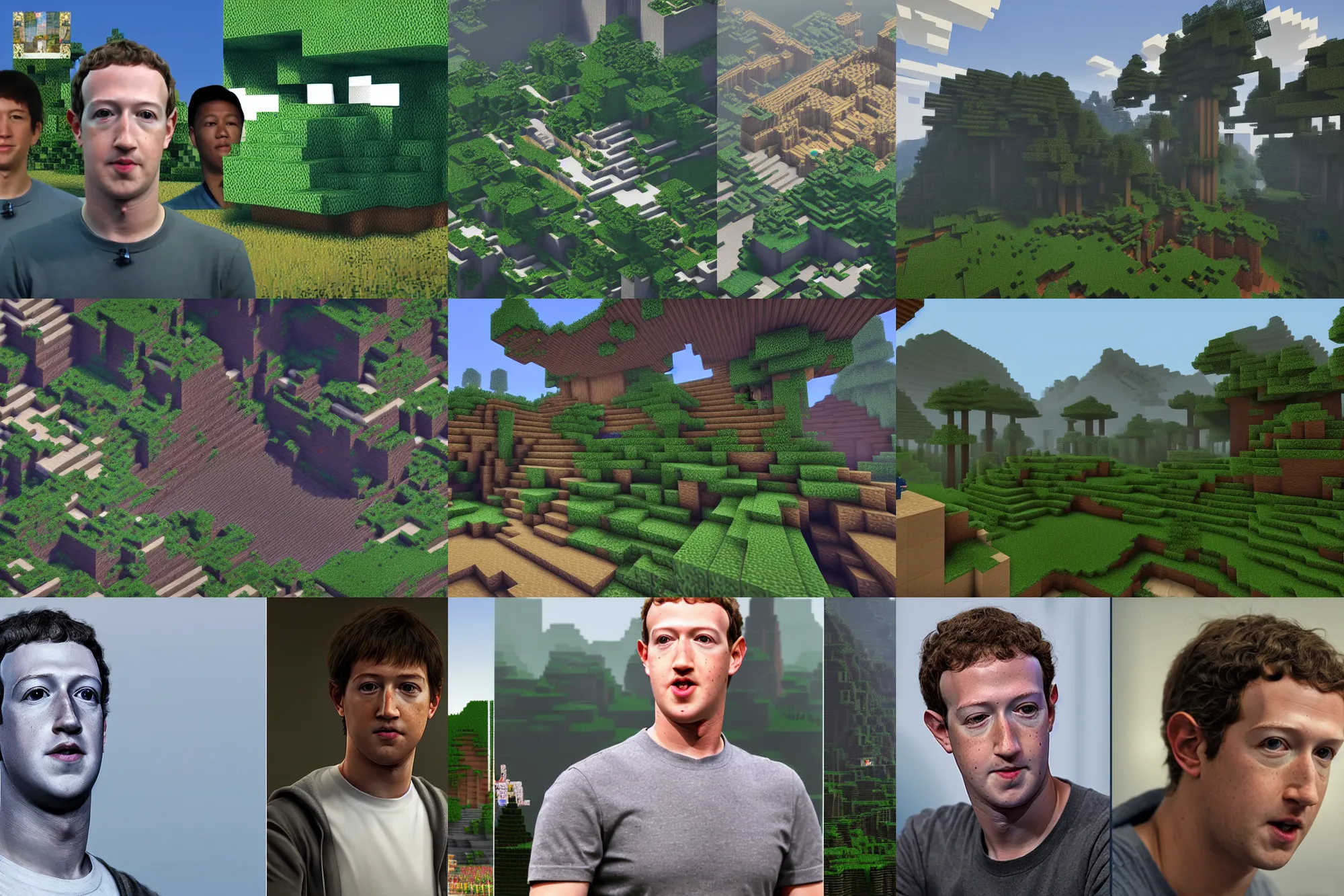 Prompt: mark zuckerberg in minecraft, photorealistic minecraft screenshot of intricate greebles, digital art by Ivan Shishkin, Makoto Shinkai and Greg Rutkowski