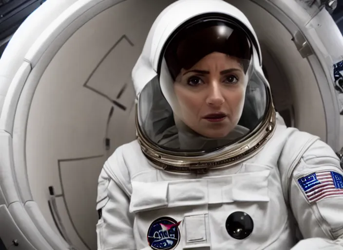 Image similar to film still of anthropomorphic anthropomorphic hiba as astronaut in interstellar, 4 k