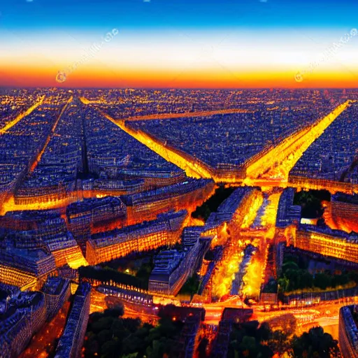 Prompt: an avenue in paris on a christmas night, colorful, aerial view, photorealistic, 8 k