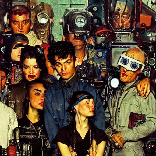 Prompt: portrait of a cyberpunk gang, by norman rockwell