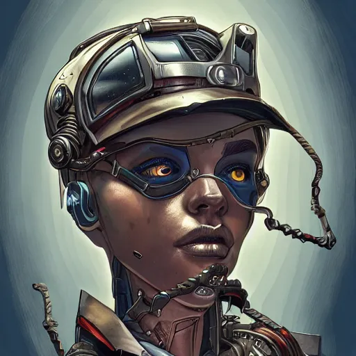 Prompt: lineart, colour, cyborg, portrait, steampunk, hyperdetailed, artstation